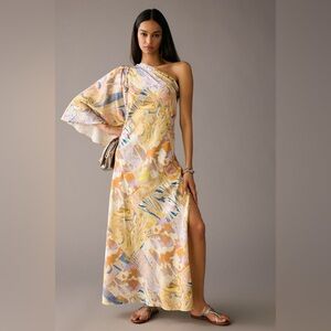 Anthropologie X Mandira Wirk One-Shoulder Printed Dress